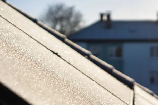 Frozen Solar Panels Exposed Sun Roof — Stock Photo, Image
