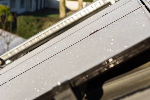 Frozen Solar Panels Exposed Sun Roof — Stock Photo, Image