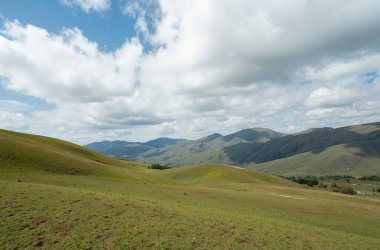 Mavi gökyüzü ile yeşil alan