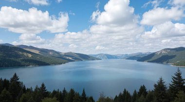 Dağlardaki güzel göl manzarası