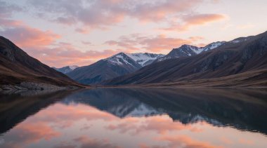 Dağlardaki gölün güzel manzarası