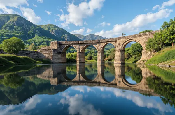 Dağlardaki güzel göl manzarası