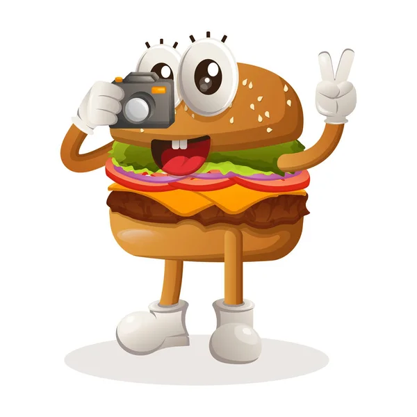 Hamburger Mignon Prenant Des Photos Avec Appareil Photo Parfait Pour — Image vectorielle