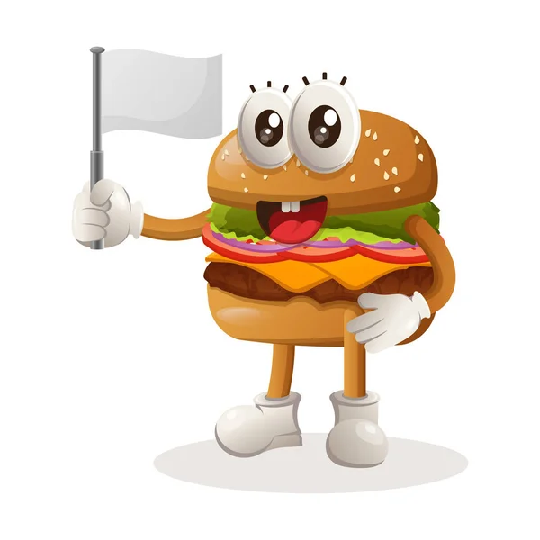 Mignon Burger Agitant Drapeau Blanc Vide Parfait Pour Les Magasins — Image vectorielle