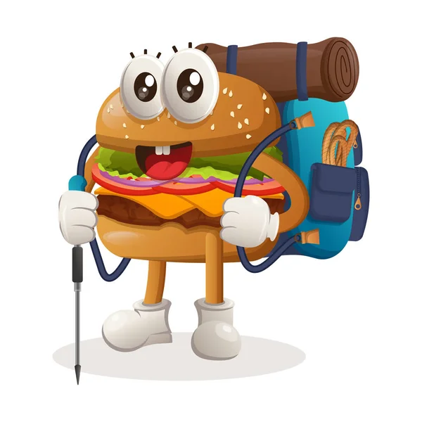 Mignon Burger Aventure Trekking Parfait Pour Les Magasins Alimentation Les — Image vectorielle