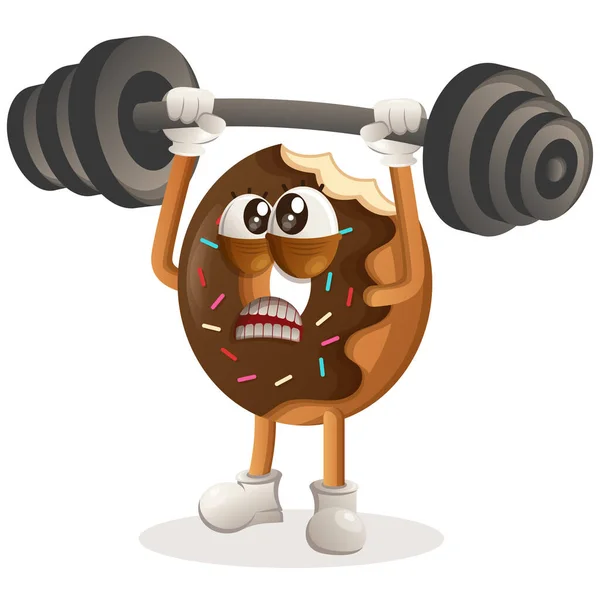 Linda Mascota Donut Culturismo Con Músculos Flexing Barra Perfecto Para — Archivo Imágenes Vectoriales