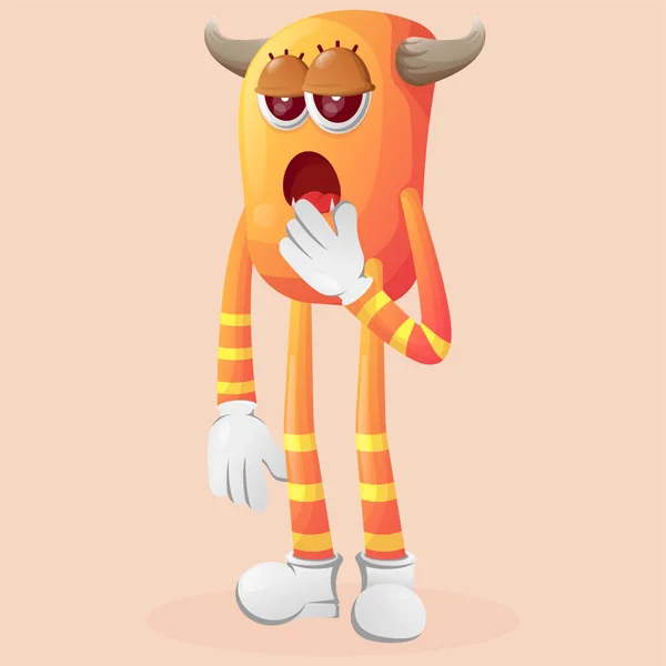 Niedliches Orangefarbenes Monster Mit Boblue Ausdruck Perfekt Für Kinder Kleinunternehmen — Stockvektor