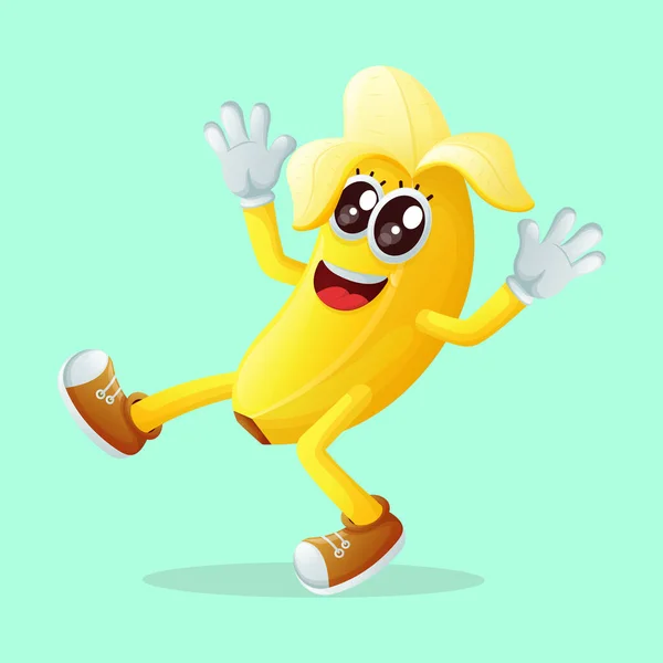 stock vector Cute banana character smiling with a happy expression. Perfect for kids, merchandise and sticke