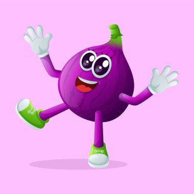 Mutlu bir ifadeyle gülümseyen sevimli incir karakteri. Çocuklar, eşyalar ve yapışkanlar için mükemmel.