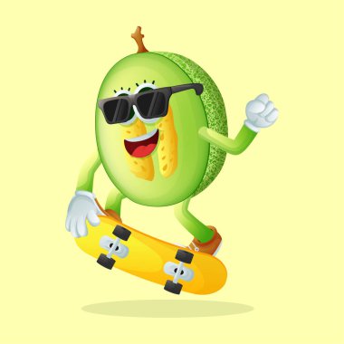 Ballı kavun haracter kaykayı. Çocuklar, ürünler ve çıkartmalar için mükemmel, reklam oranları