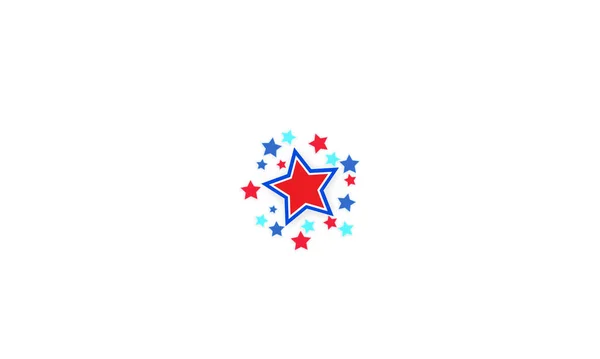 青い白い赤い色の星 米国の国旗の色 花火が上に爆発するような配置 透明性と 書き込みのための自由なスペースで 透明背景 — ストック写真