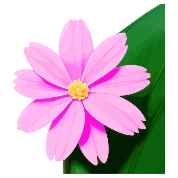 白地に孤立した美しいピンク色のダリアの形をした花のイラスト — ストックベクタ