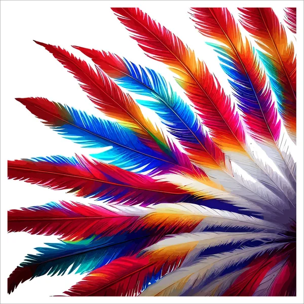 Plume Colorée Texture Sans Couture Aquarelle Fond Avec Différentes Feuilles — Image vectorielle