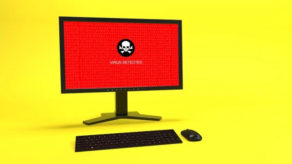 stock image computer monitor with a red screen on a yellow background. 3d rendering