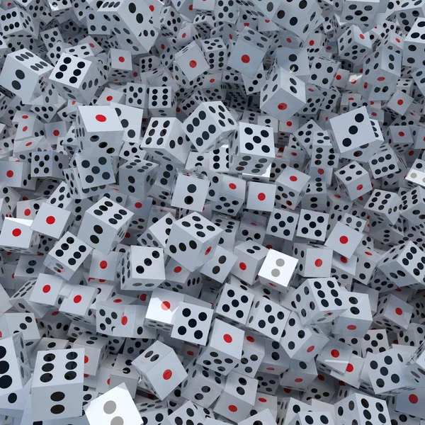 Many Small White Dices Black Background — Stock Photo, Image