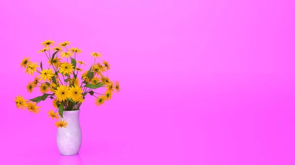 Beautiful Flowers Vase Pink Background — Stock Photo, Image