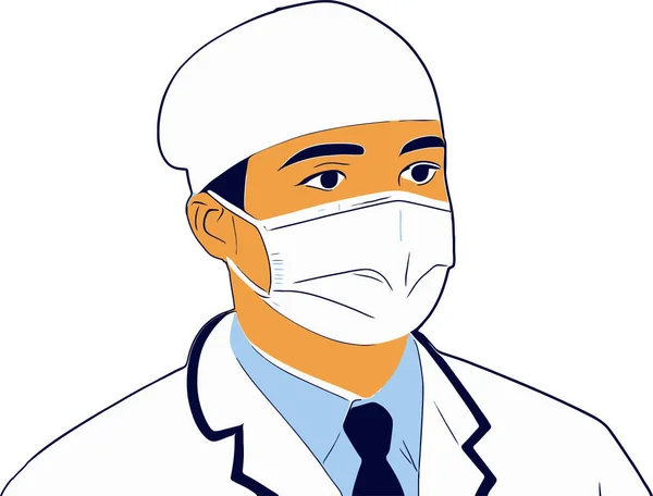 Wektorowa Ilustracja Lekarza Noszącego Maskę — Wektor stockowy