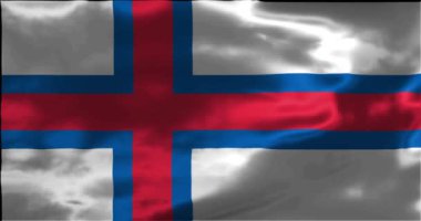 Animasyon Bayrağı Faroe Adaları bayrağı, sallanan bayrak 4k animasyon görüntüleri