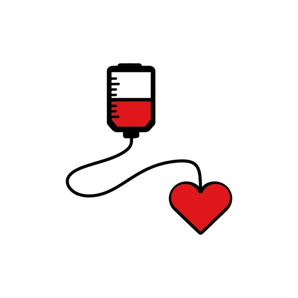 心脏和输液的病媒说明 捐献者的感情 — 图库矢量图片