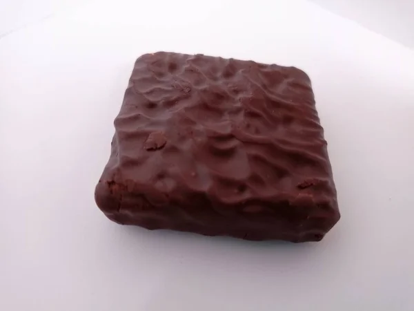 Primo Piano Biscotti Con Cioccolato All Interno Sfondo Bianco Con — Foto Stock