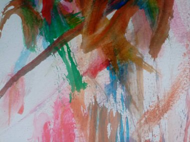 Soyut arkaplan, beyaz kağıt üzerinde çeşitli renklerde fırça darbeleri güzel bir soyut doku oluşturmak için birleştirilmiş