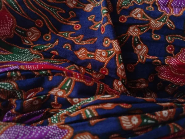 Pola Ornamen Tekstil Batik Indonésia Close Look Tecidos Populares Indonésia — Fotografia de Stock