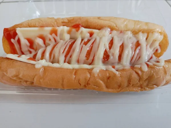 Hot Dog Izolované Bílém Pozadí Střihová Dráha Plná Hloubka Pole — Stock fotografie