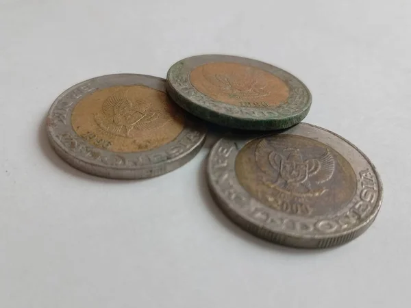 Muchas Monedas Antiguas Aisladas Indonesia Moneda Rupia —  Fotos de Stock