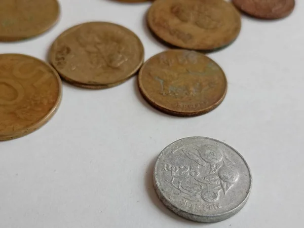 Багато Старовинних Монет Ізольовано Від Індонезії Валюта Рупії — стокове фото