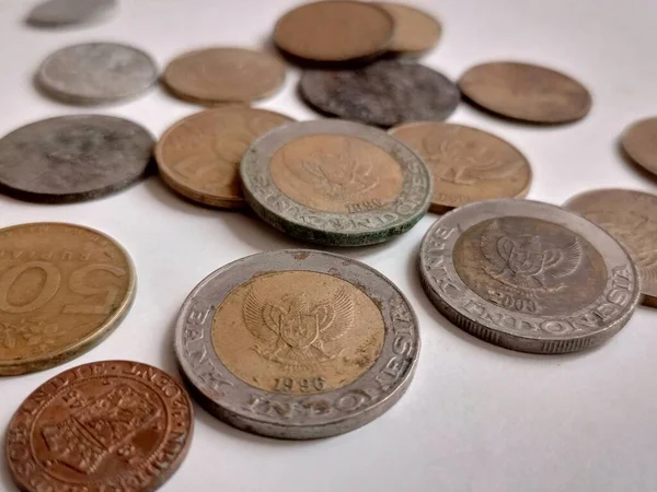 Många Forntida Mynt Isolerade Från Indonesien Rupiah Valuta — Stockfoto