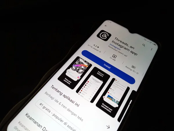 Stock image Threads app from Meta. New social media application Threads. New rival of Twitter. Bandung-Indonesia, July 08 2023