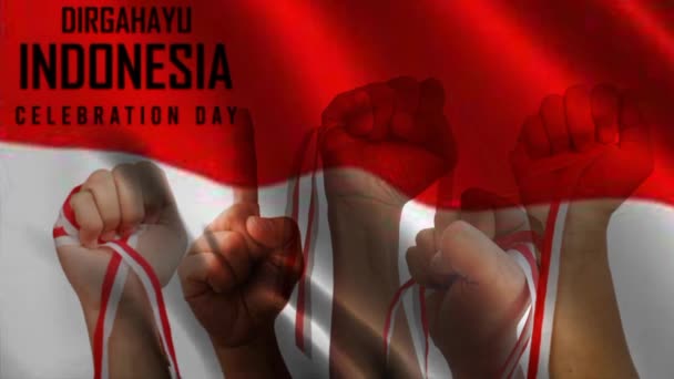 インドネシアの独立記念日 バックグラウンドフラッグループアニメーションフェスティバル インドネシア独立記念日コンセプト — ストック動画