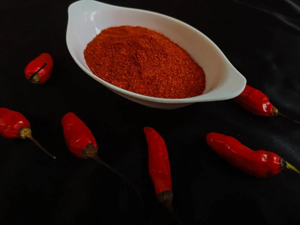 Chili Pulver Ist Eine Gewürzmischung Aus Gemahlenen Chilies Einer Weißen — Stockfoto