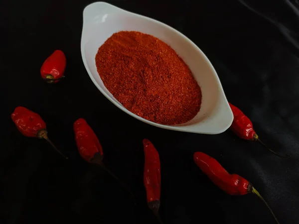 Chili Pulver Ist Eine Gewürzmischung Aus Gemahlenen Chilies Einer Weißen — Stockfoto