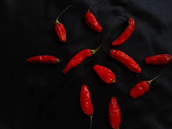 Červené Chilli Černém Pozadí — Stock fotografie