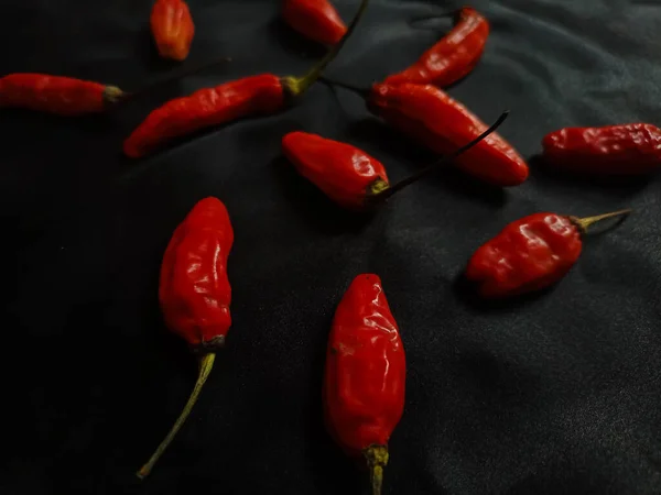 Červené Chilli Černém Pozadí — Stock fotografie