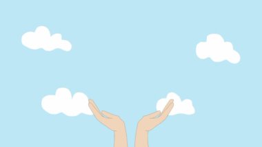 Animasyon dünyayı ağaçlar, bulutlar, güneş ve ellerle korur. Toprak günü ve yeşil gün içeriği veya Ağaç Bayramı için uygun.