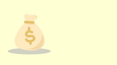 Bir para çantası ve içinde dolar işareti olan bir yığın bozuk para. Zenginliği ve finansal başarıyı temsil eden.