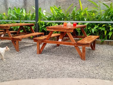 Modern restoranın içi boş, iç tasarımı ve gündüz gözlüklü bir açık mekan. Güzel yemekler için dekorasyon, ışıklar ve lüks mobilyalar ve şehirde bir kafe ya da kahve dükkanı açmak..