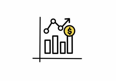 Gelir Büyütme Simgesi Satır Vektörü İllüstrasyonu