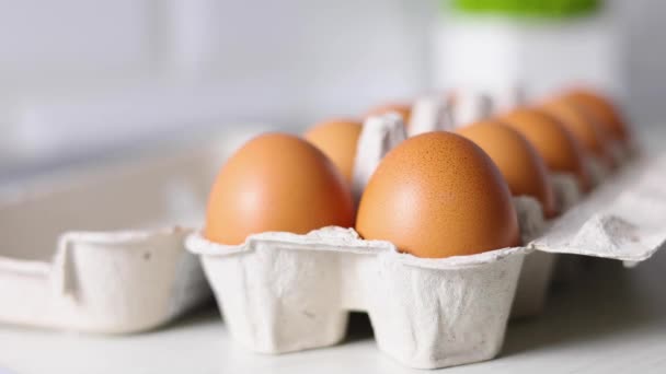 Ouă Proaspete Fermă Bucătărie Imagini Înaltă Calitate — Videoclip de stoc