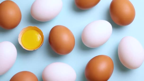 Renkli Arka Planda Taze Çiftlik Yumurtaları Yüksek Kalite Fotoğraf — Stok video