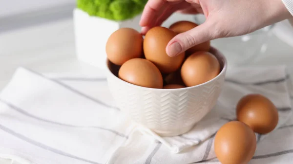 Fresh Farm Eggs Kitchen High Quality Footage — Stock Photo, Image