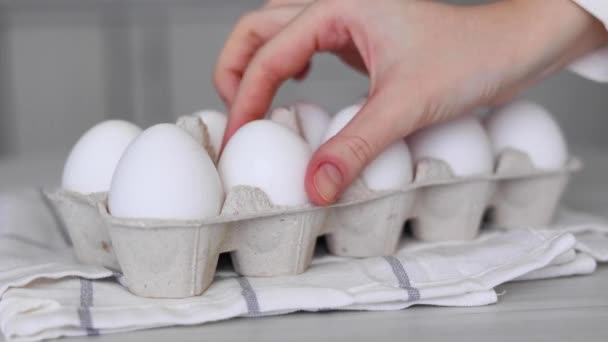 Fresh Farm Eggs Kitchen High Quality Footage — Stock Video