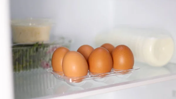 冷蔵庫の中の新鮮な農場の卵 高品質4K映像 — ストック写真