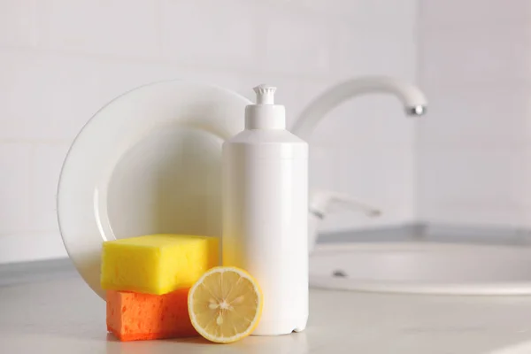 Detergente Para Lavar Louça Limpeza Tarefas Domésticas — Fotografia de Stock