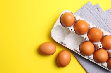 Renkli arka planda taze çiftlik yumurtaları. Yüksek kalite fotoğraf