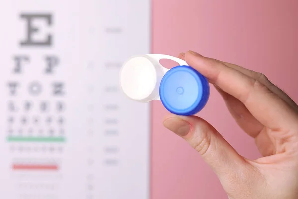 Contact Lens Container Hand Colored Background Vision Correction High Quality — Stock Photo, Image
