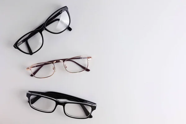 Γυαλιά Για Διόρθωση Όρασης Φωτεινό Φόντο Θέση Για Κείμενο Υψηλής — Φωτογραφία Αρχείου
