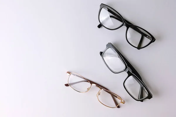 Gafas Para Corrección Visión Sobre Fondo Claro Con Lugar Para — Foto de Stock
